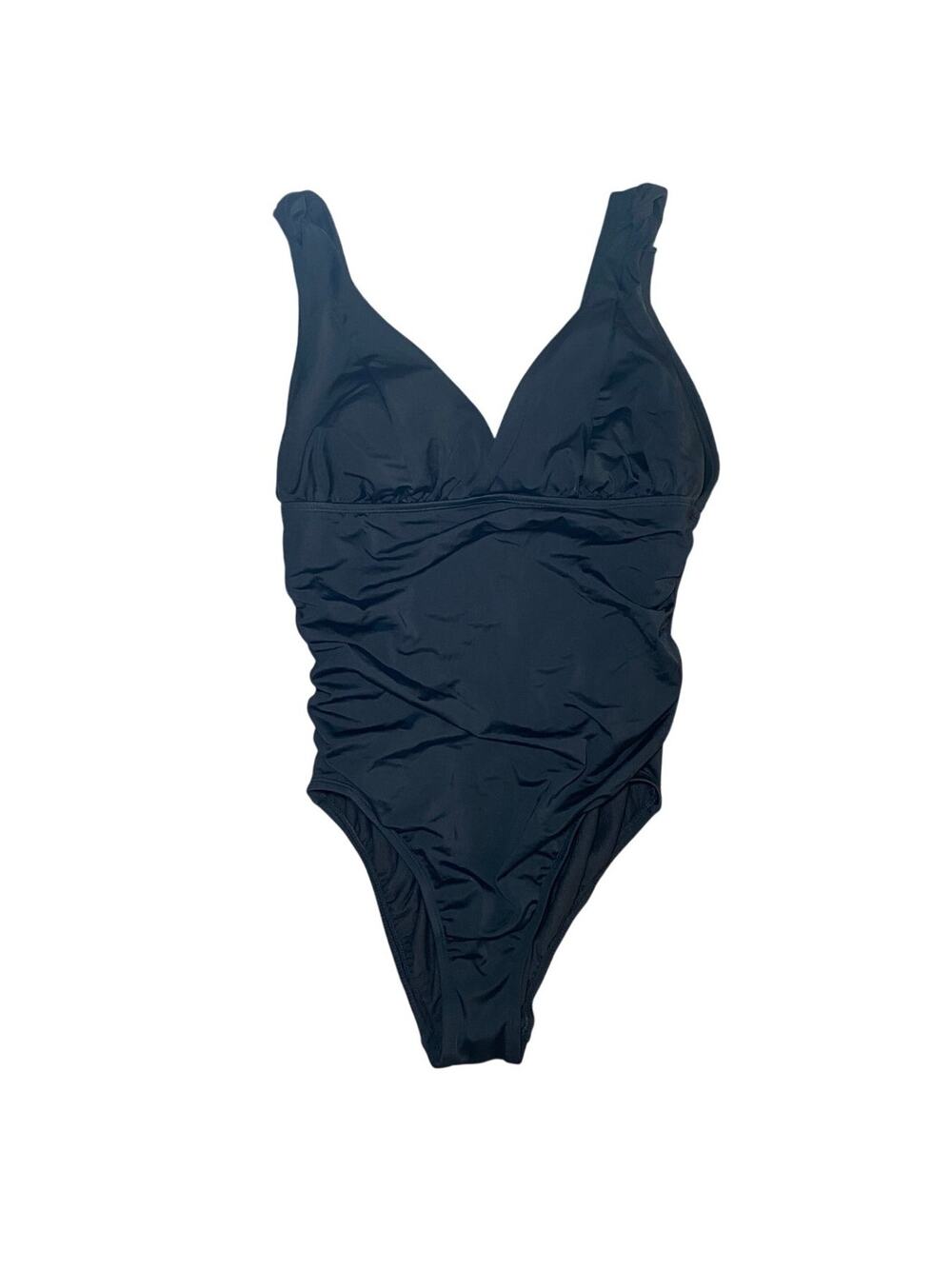 Black Ruched One Piece Swim Suit - Size L (12-14)